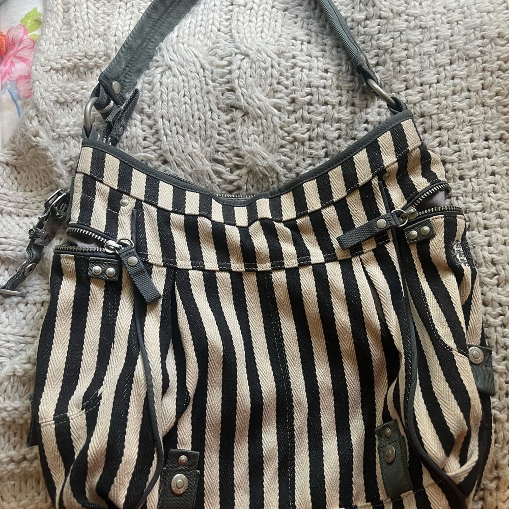 Vintage George, Gina & Lucy Striped Black and Cream Women's Bag
